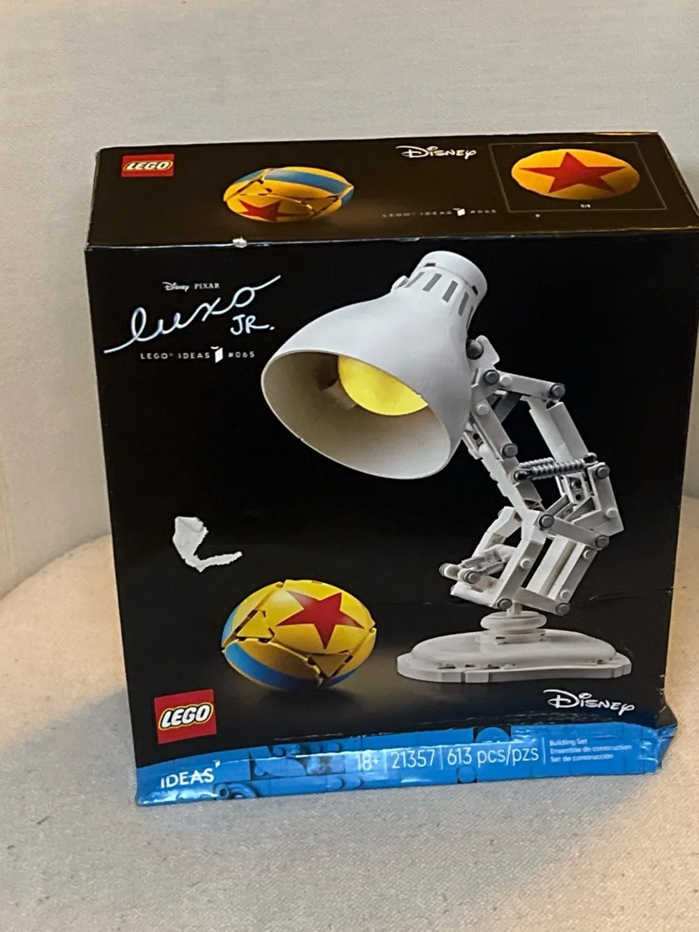 LEGO White and Yellow Luxo Jr. Desk Lamp with Red Star Ball